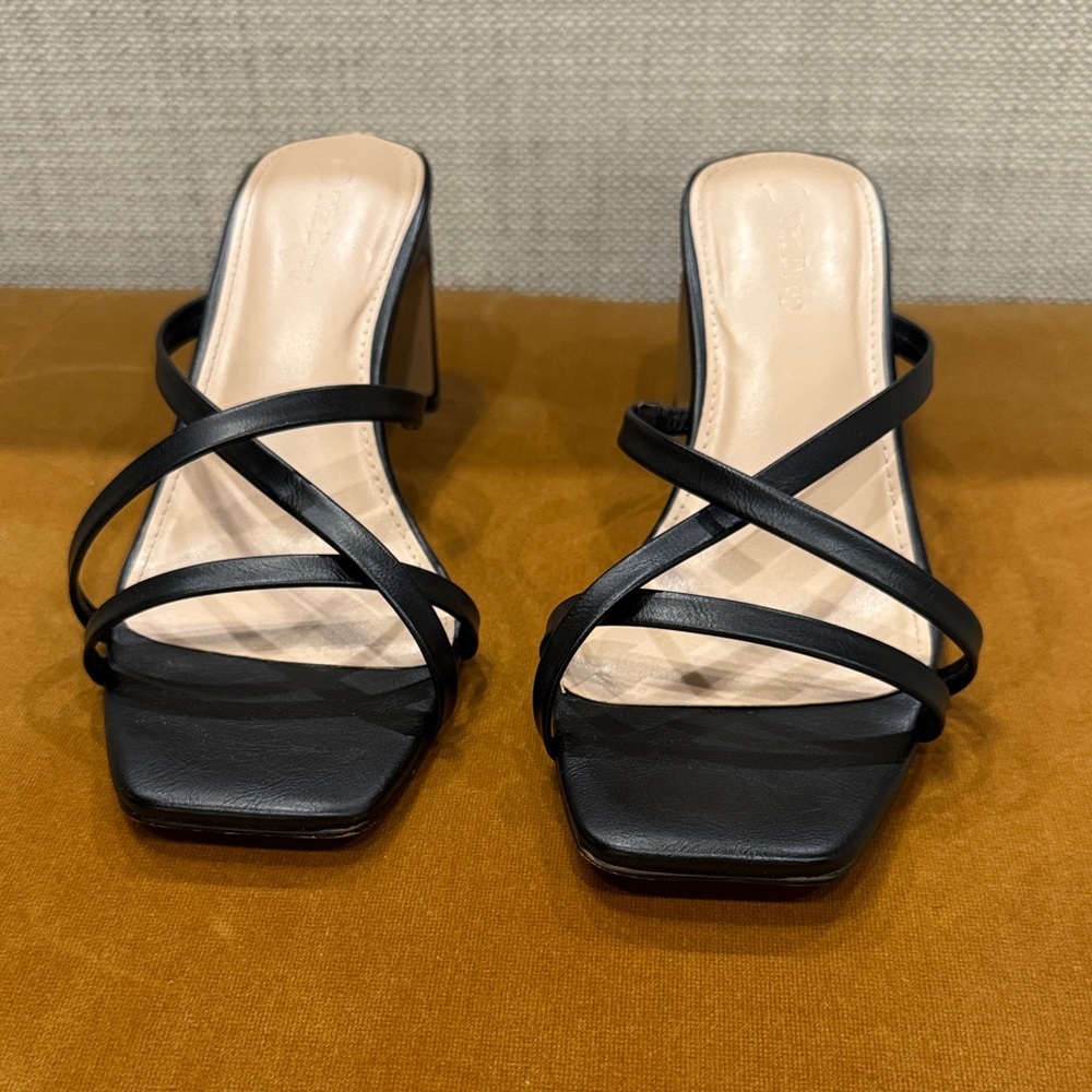The Drop Amelie Strappy Square Toe Heeled Sandal